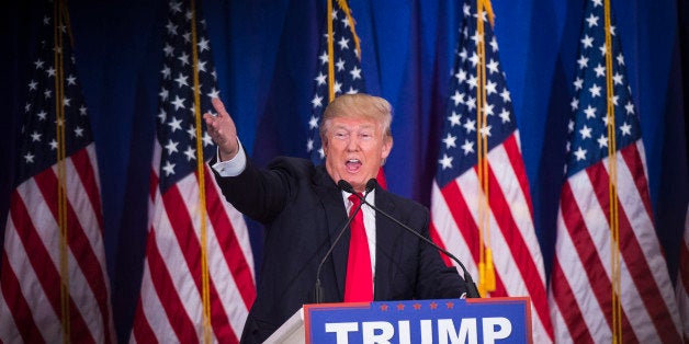 JUPITER, FL - MARCH 8: Republican presidential candidate Donald Trump speaks during a campaign press conference event at the