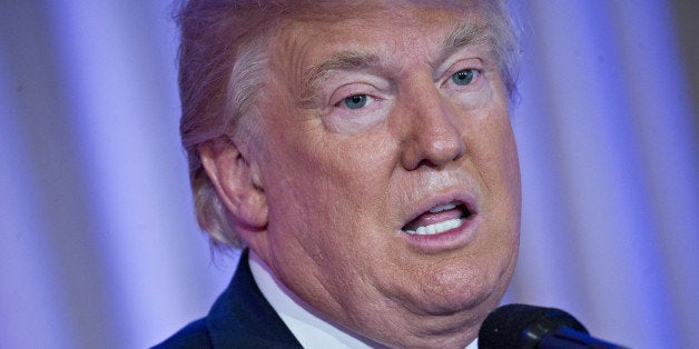 Donald Trump, president and chief executive of Trump Organization Inc. and 2016 Republican presidential candidate, speaks dur