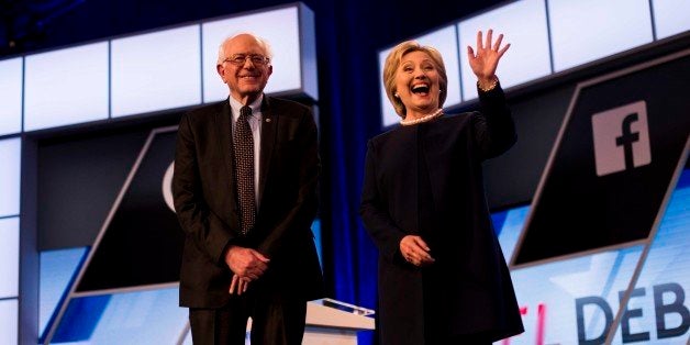 MIAMI, FL - Former Secretary of State Hillary Clinton and Senator Bernie Sanders participate in the Univision News and Washington Post Democratic Presidential Primary Debate on the Miami Dade College Kendall Campus in Miami, Florida on Wednesday March, 9, 2016. (Photo by Melina Mara/The Washington Post via Getty Images)