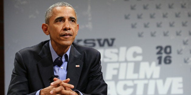 AUSTIN, TX - MARCH 11: President Barack Obama speaks at the opening Keynote during the 2016 SXSW Music, Film + Interactive Festival at Long Center on March 11, 2016 in Austin, Texas. (Photo by Neilson Barnard/Getty Images for SXSW)