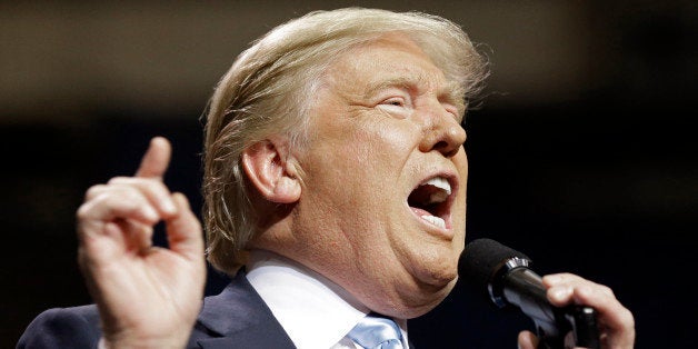 Republican presidential candidate Donald Trump speaks during a campaign rally in Fayetteville, N.C., Wednesday, March 9, 2016. (AP Photo/Gerry Broome)