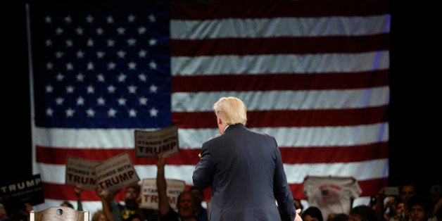 TAMPA, FL - MARCH 14: Republican presidential candidate Donald Trump speaks to supporters during a town hall meeting on March 14, 2016 at the Tampa Convention Center in Tampa , Florida. Trump is campaigning ahead of the Florida primary on March 15. (Photo by Brian Blanco/Getty Images)