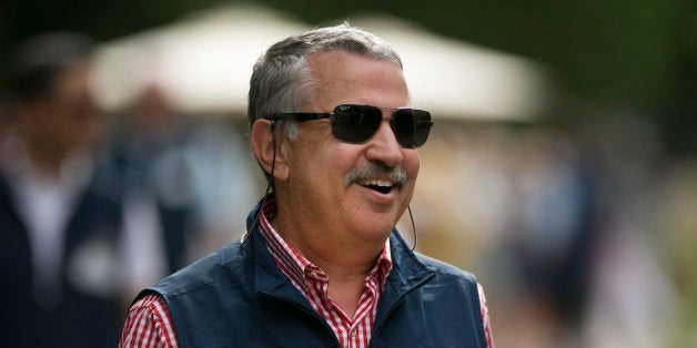 Thomas Friedman, a journalist for the New York Times newspaper, leaves a morning session during the Allen & Co. Media and Tec
