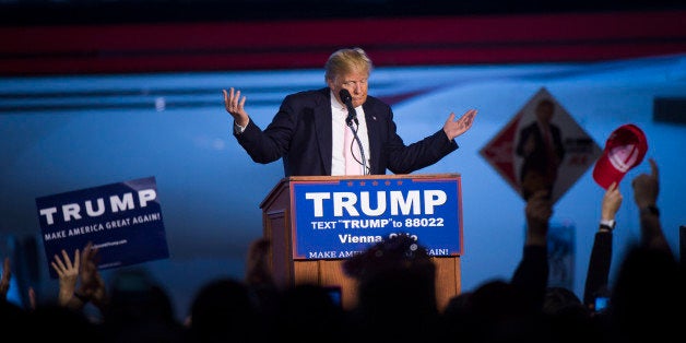 VIENNA, OHIO - MARCH 14: Republican presidential candidate Donald Trump speaks during a campaign event at Winner Aviation in Vienna, Ohio on Monday March 14, 2016. (Photo by Jabin Botsford/The Washington Post via Getty Images)