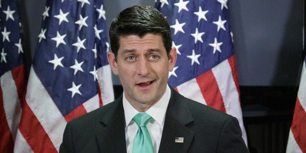 WASHINGTON, DC - MARCH 15: Speaker of the House Paul Ryan (R-WI) (R) talks to reporters following the weekly House Republica