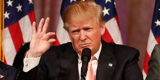 TOPSHOT - Republican presidential candidate Donald Trump addresses a press conference following his victory in the Florida state primary on March 15, 2016 in West Palm Beach, Florida. The win in Florida for Trump sent rival Marco Rubio, the US senator from the Sunshine State, crashing out of the campaign. The 69-year-old billionaire also won in Illinois and North Carolina. / AFP / RHONA WISE (Photo credit should read RHONA WISE/AFP/Getty Images)