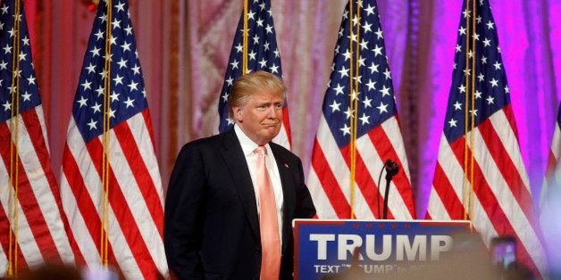 Republican presidential candidate Donald Trump arrives to speak to supporters at his primary election night event at his Mar-a-Lago Club in Palm Beach, Fla., Tuesday, March 15, 2016. (AP Photo/Gerald Herbert)