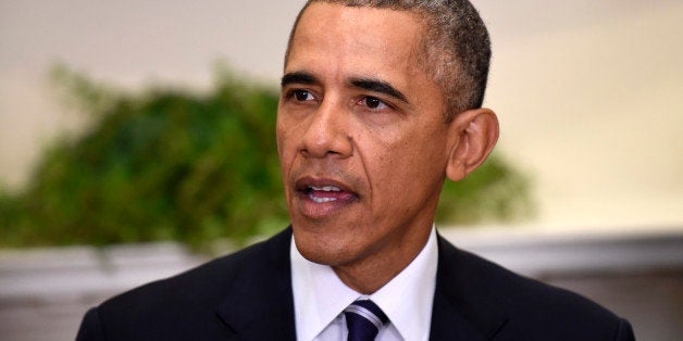 President Barack Obama makes a statement on the Keystone Pipeline from the Roosevelt Room of the White House in Washington, F