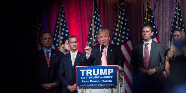 PALM BEACH, FLORIDA - MARCH 15: Republican presidential candidate Donald Trump speaks during a campaign press conference at the Mar-a-Lago club in Palm Beach, Florida on Tuesday March 15, 2016. (Photo by Jabin Botsford/The Washington Post via Getty Images)