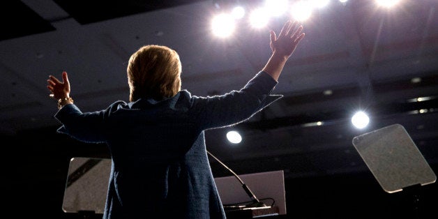 Democratic presidential candidate Hillary Clinton speaks during an election night event at the Palm Beach County Convention Center in West Palm Beach, Fla., Tuesday, March 15, 2016. (AP Photo/Carolyn Kaster)