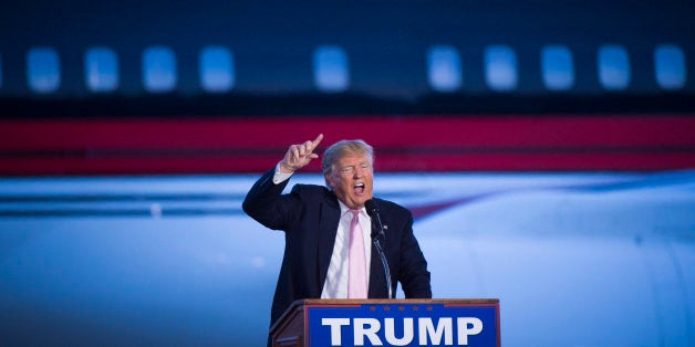 VIENNA, OHIO - MARCH 14: Republican presidential candidate Donald Trump speaks during a campaign event at Winner Aviation in