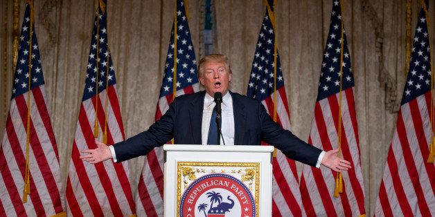 Republican presidential candidate Donald Trump speaks during the Palm Beach County GOP Lincoln Day Dinner at the Mar-A-Lago Club, Sunday, March 20, 2016, in Palm Beach, Fla. (AP Photo/Wilfredo Lee)