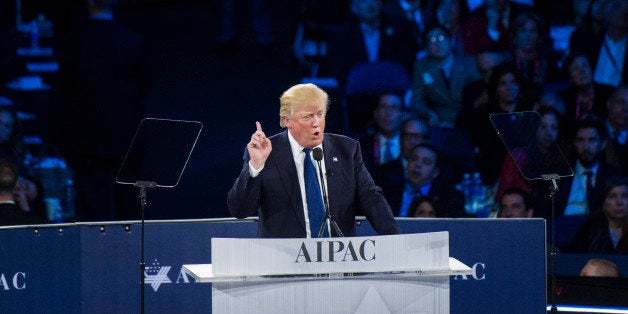 WASHINGTON, DC - MARCH 21: Republican presidential candidate Donald Trump speaks during a campaign press conference at the at the American Israel Public Affairs Committee (AIPAC) Policy Conference in Washington, DC on Monday March 21, 2016. (Photo by Jabin Botsford/The Washington Post via Getty Images)