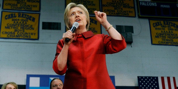 PHOENIX, AZ - MARCH 21: Democratic presidential candidate former Secretary of State Hillary Clinton speaks during the Get Out the Vote campaign event at Carl Hayden High School on March 21, 2016 in Phoenix, Arizona. Clinton is in Phoenix campaigning one day before the Arizona Primary. (Photo by Ralph Freso/Getty Images)