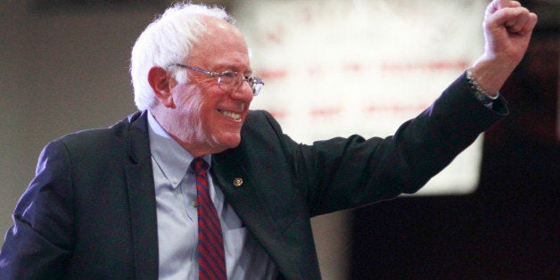 SALT LAKE CITY - MARCH 21: Democratic presidential candidate Bernie Sanders gives a fist pump after his speech at West High School at a campaign rally on March 21, 2016 in Salt Lake City, Utah. The Republican and Democratic caucuses are March 22. (Photo by George Frey/Getty Images)