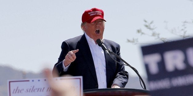 Republican presidential candidate Donald Trump speaks during a campaign rally, Saturday, March 19, 2016, in Fountain Hills, Ariz. (AP Photo/Matt York)