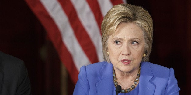 Hillary Clinton, former Secretary of State and 2016 Democratic presidential candidate, speaks during a round table discussion