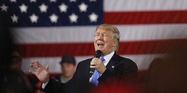 Donald Trump, president and chief executive of Trump Organization Inc. and 2016 Republican presidential candidate, speaks during a campaign event in Janesville, Wisconsin, U.S., on Tuesday, March 29, 2016. Trump began his closing bid to capture Wisconsin's winner-take-all Republican primary by trying to address one of the biggest vulnerabilities of his campaign for the presidency: the female vote. Photographer: Luke Sharrett/Bloomberg via Getty Images