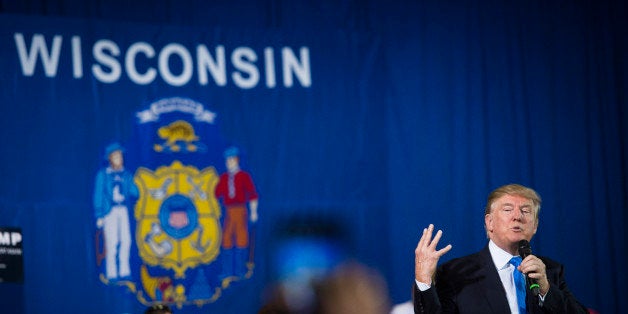 JANESVILLE, WI - MARCH 29: Republican presidential candidate Donald Trump speaks during a campaign town hall event at the Janesville Conference Center in Janesville, WI on Tuesday March 29, 2016. (Photo by Jabin Botsford/The Washington Post via Getty Images)