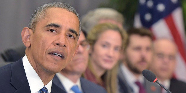 US President Barack Obama speaks during a bilateral meeting with China's President Xi Jinping on the sidelines of the Nuclear