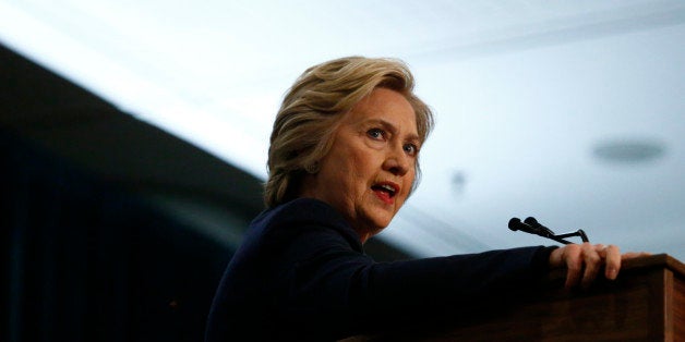 Democratic presidential candidate Hillary Clinton speaks during an event named as a 'victory rally for $15 minimum wage and p