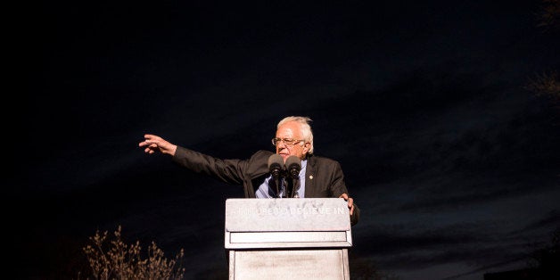 NEW YORK, NY - MARCH 31: Democratic Presidential Candidate Senator Bernie Sanders speaks at a rally at St. Mary's Park in the Bronx borough March 31, 2016 in New York City. Sanders and opponent Hillary Clinton are campaigning ahead of the April 5 primary in New York. (Photo by Andrew Renneisen/Getty Images)