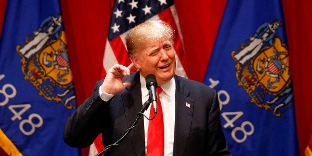 Republican presidential candidate Donald Trump speaks during a campaign event at St. Norbert College in De Pere, Wis., Wednes