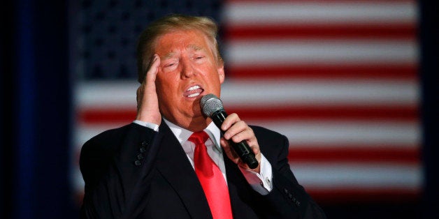 Republican presidential candidate Donald Trump speaks during a campaign event, Monday, April 4, 2016, in La Crosse, Wis. (AP