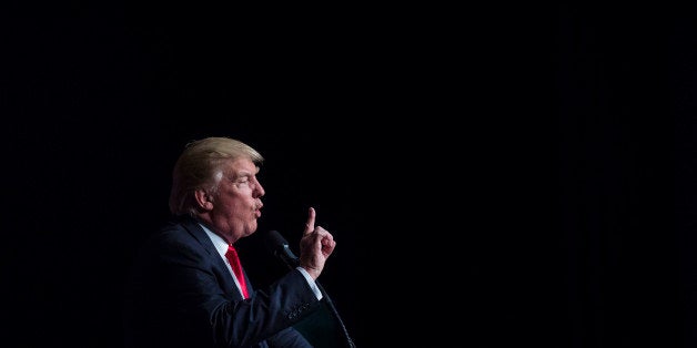 EAU CLAIRE, WI - APRIL 2: Republican presidential candidate Donald Trump speaks during a campaign event at the Memorial High