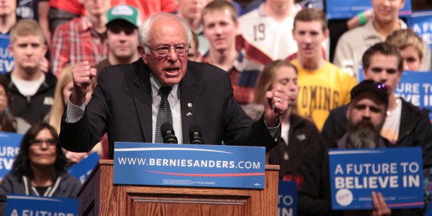 Senator Bernie Sanders, an independent from Vermont and 2016 Democratic presidential candidate, speaks during a campaign event in Laramie, Wyoming, U.S., on Tuesday, April 5, 2016. Sanders's Wisconsin win gives him fresh credibility to press on to the end against Hillary Clinton -- and even fans his team's long-shot ambition for a convention upset in July -- but doesn't fundamentally shake Clinton's grip on the nomination heading into New York in two weeks.