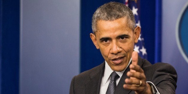 WASHINGTON, USA - APRIL 5: US President Barack Obama speaks in the Brady Press Briefing Room about the state of the economy and closing corporate tax loopholes, specifically Corporate Inversions, at the White House in Washington, USA on April 5, 2016. (Photo by Samuel Corum/Anadolu Agency/Getty Images)