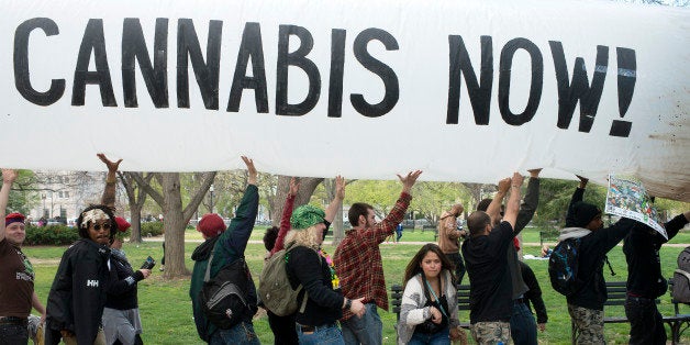 WASHINGTON DC APRIL 02: Hundreds of advocates for marijuana legalization rally and smoke pot outside the White House in Washington, D.C. on April 02, 2016. (Photo by Marvin Joseph/The Washington Post via Getty Images)