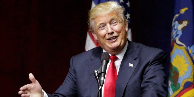 Republican presidential candidate Donald Trump speaks during a campaign rally, Wednesday, April 6, 2016, in Bethpage, N.Y. (A