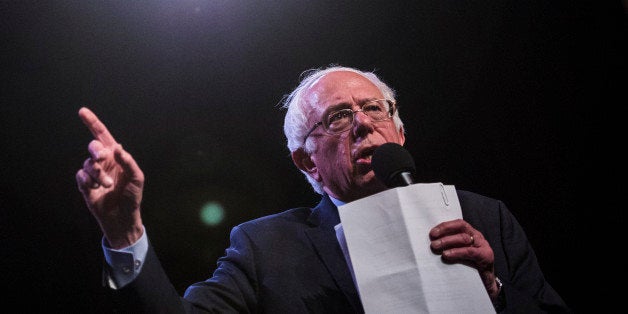 NEW YORK, NY - APRIL 9: Democratic presidential candidate, Sen. Bernie Sanders, I-Vt., speaks during a campaign event at the Apollo Theater in New York, NY on Saturday April 09, 2016. (Photo by Jabin Botsford/The Washington Post via Getty Images)