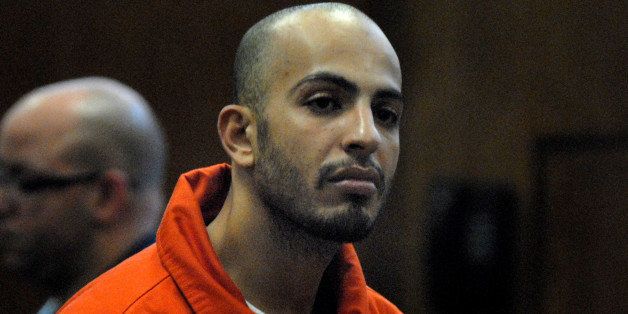 Terror suspect Ahmed Ferhani is seen during his arraignment on May 17, 2011 at Manhattan Criminal Court in New York City, New York. Ferhani, who allegedly conspired to blow up synogogues in Manhattan, was caught in a sting operation buying a hand grenade and guns with another accomplice named Mohamed Mamdouh. AFP PHOTO / Pool / Gregory P. Mango (Photo credit should read Gregory P. Mango (917) 673/AFP/Getty Images)