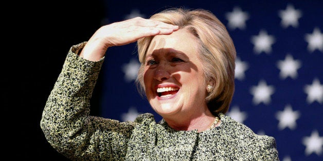 TOPSHOT - Democratic presidential candidate Hillary Clinton during a 'Meeting Discussion on Gun Violence Prevention' at Landmark Theater in Port Washington, New York on April 11, 2016. / AFP / KENA BETANCUR (Photo credit should read KENA BETANCUR/AFP/Getty Images)