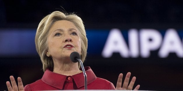 US Democratic Presidential hopeful former Secretary of State Hillary Clinton speaks during the American Israel Public Affairs Committee (AIPAC) 2016 Policy Conference at the Verizon Center in Washington, DC, March 21, 2016. / AFP / SAUL LOEB (Photo credit should read SAUL LOEB/AFP/Getty Images)