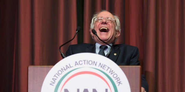 NEW YORK CITY, NY, UNITED STATES - 2016/04/14: Bernie sanders gestures as he delivers remarks at the 25th Anniversary National Action Network convention. (Photo by Louise Wateridge/Pacific Press/LightRocket via Getty Images)