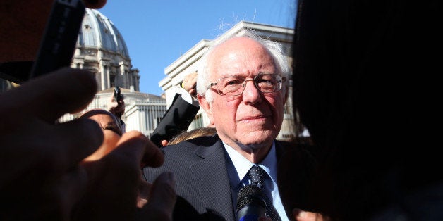 VATICAN CITY, VATICAN - APRIL 15: U.S. Democratic presidential candidate Bernie Sanders leaves the Vatican on April 15, 2016 in Vatican City, Vatican. Candidate Bernie Sanders came to Rome to attend a conference sponsored by the Pontifical Academy of Social Sciences marking the 25th anniversary of Pope St. John Paul II's social encyclical 'Centesimus Annus.' (Photo by Franco Origlia/Getty Images)