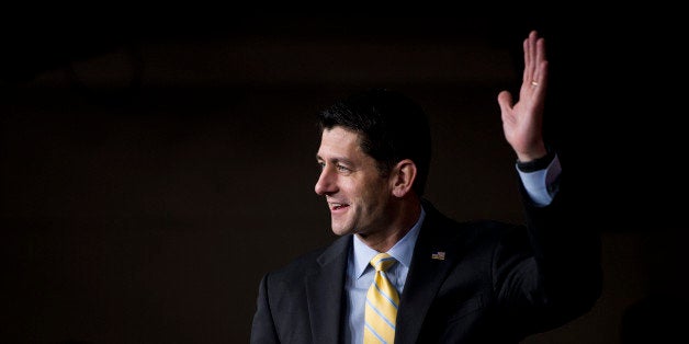 UNITED STATES - APRIL 14: Speaker of the House Paul Ryan, R-Wis., holds his weekly on camera press conference in the Capitol