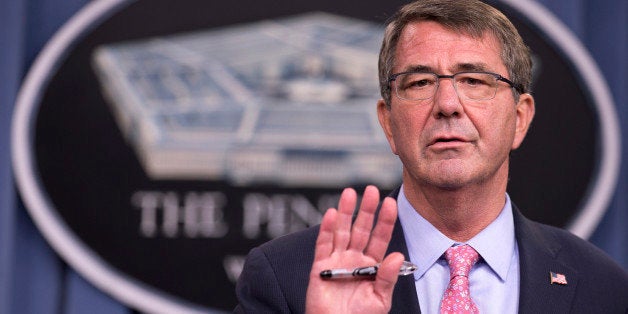 Defense Secretary Ash Carter speaks to reporters during a news conference at the Pentagon, Wednesday, Sept. 30, 2015. Carter said that Russian airstrikes may have been in areas with no Islamic State forces. (AP Photo/Manuel Balce Ceneta)