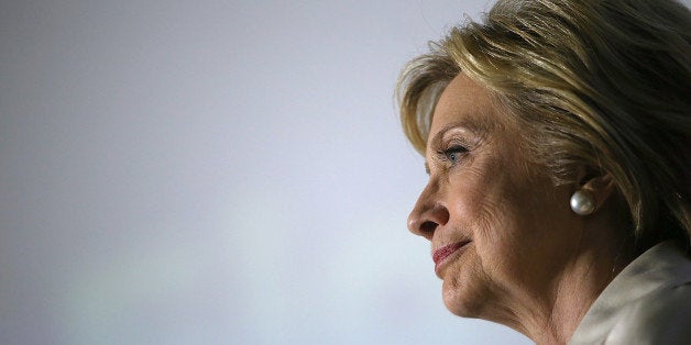 NEW YORK, NY - APRIL 15: Democratic presidential candidate former Secretary of State Hillary Clinton speaks at a debate watch party at Steiner Studios on April 14, 2016 in New York City. (Photo by Justin Sullivan/Getty Images)