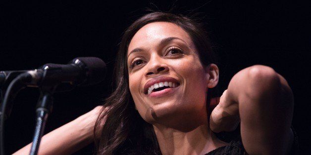 Actress Rosario Dawson speaks at a campaign rally for Democratic presidential candidate Bernie Sanders, March 23, 2016 at the Wiltern Theater in Los Angeles, California. / AFP / ROBYN BECK (Photo credit should read ROBYN BECK/AFP/Getty Images)
