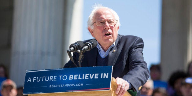 PROVIDENCE, RI - APRIL 24: Democratic presidential candidate U.S. Sen. Bernie Sanders (D-VT) speaks during his rally at Roger Williams Park on April 24, 2016 in Providence, Rhode Island. The Rhode Island primary will be held on Tuesday, April 26. (Photo by Scott Eisen/Getty Images)