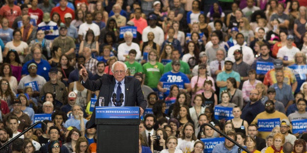 Senator Bernie Sanders, an independent from Vermont and 2016 Democratic presidential candidate, speaks during a campaign event in Huntington, West Virginia, U.S., on Tuesday, April 26, 2016. Sanders' single win in Rhode Island out of the five contests held on Tuesday puts his opponent Hillary Clinton on the brink of the Democratic presidential nomination. Photographer: Ty Wright/Bloomberg via Getty Images 