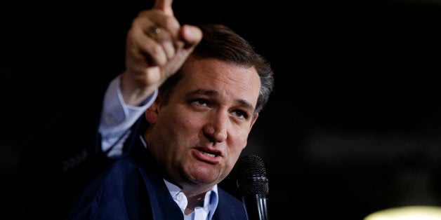 In this April 26, 2016, photo, Republican presidential candidate Sen. Ted Cruz, R-Texas, speaks during a rally at the Hoosier