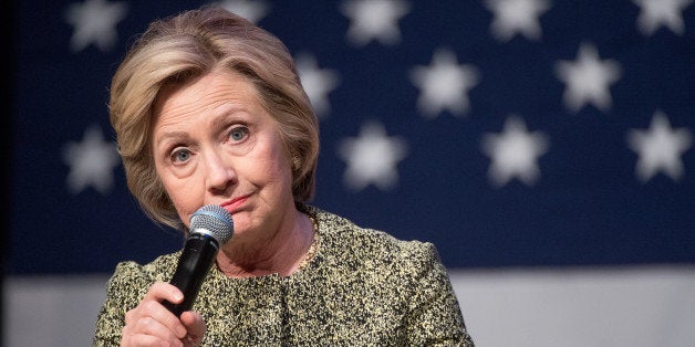 PORT WASHINGTON, NEW YORK - APRIL 11: Democratic presidential candidate Hillary Clinton talks during a conversation on gun v