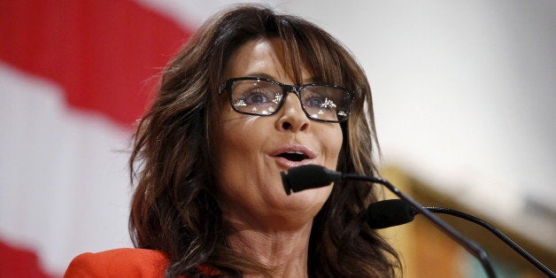 Former Alaska Governor Sarah Palin speaks during Milwaukee County GOP's 'Wisconsin Decides 2016' presidential candidate event at the American Serb Banquet Hall in Milwaukee April 1, 2016. REUTERS/Kamil Krzaczynski