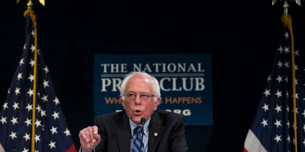 WASHINGTON, DC - MAY 1: Democratic presidential candidate and U.S. Sen. Bernie Sanders (D-VT) speaks during a news conference at the National Press Club, May 1, 2016, in Washington, DC. Sanders' April fundraising numbers, which were released on Sunday, show he raised $25.8 million, down 40 percent from the previous month. (Photo by Drew Angerer/Getty Images)