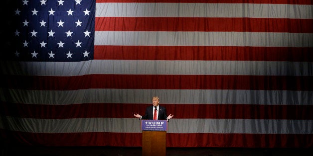 Republican presidential candidate Donald Trump speaks during a campaign rally at the Indiana Theater Sunday, May 1, 2016, in Terre Haute, Ind. (AP Photo/Seth Perlman)